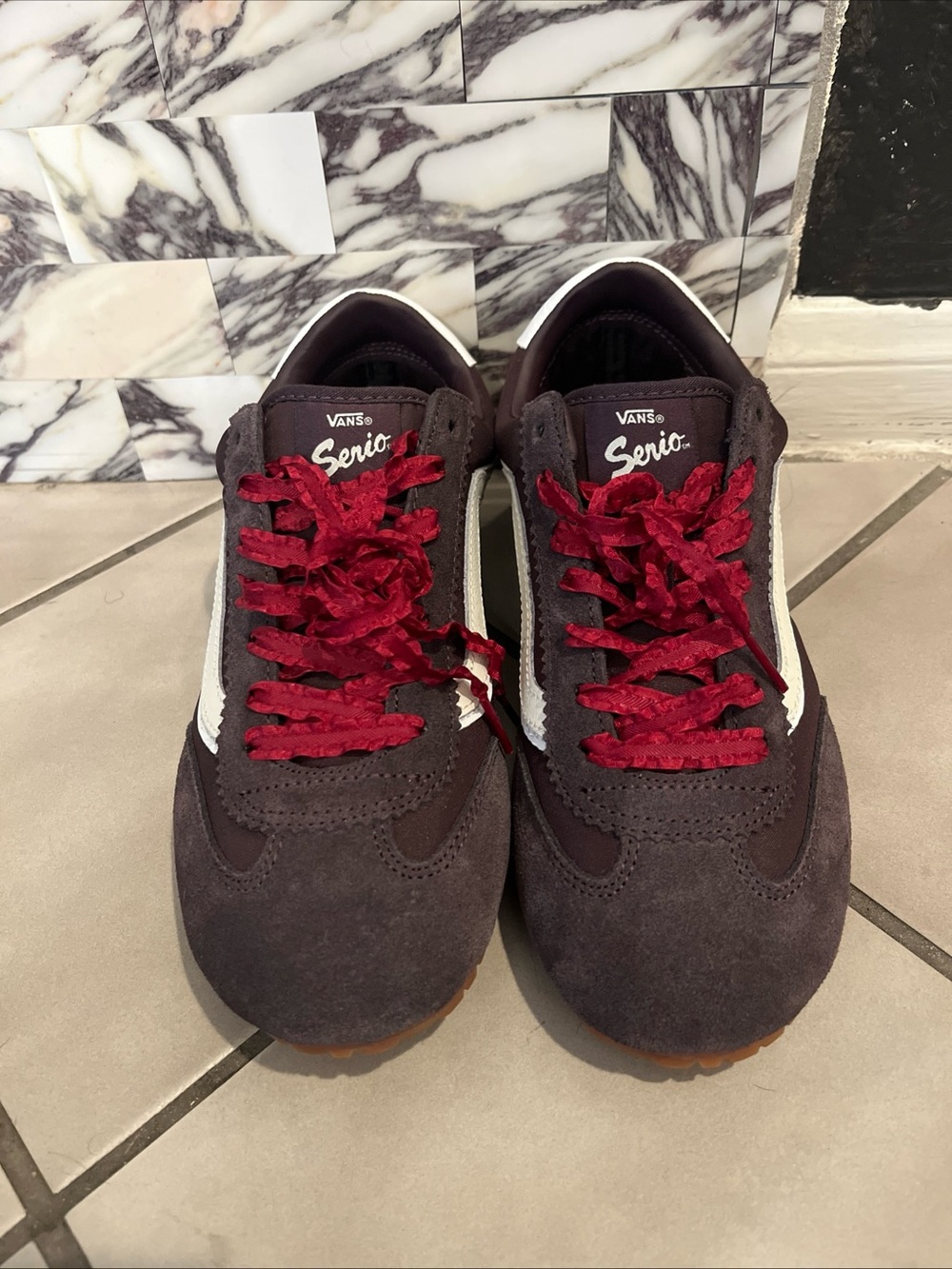 NEW Vans Unisex Super Lowpro Lace Sneakers Purple Red Lace Size USW8.5